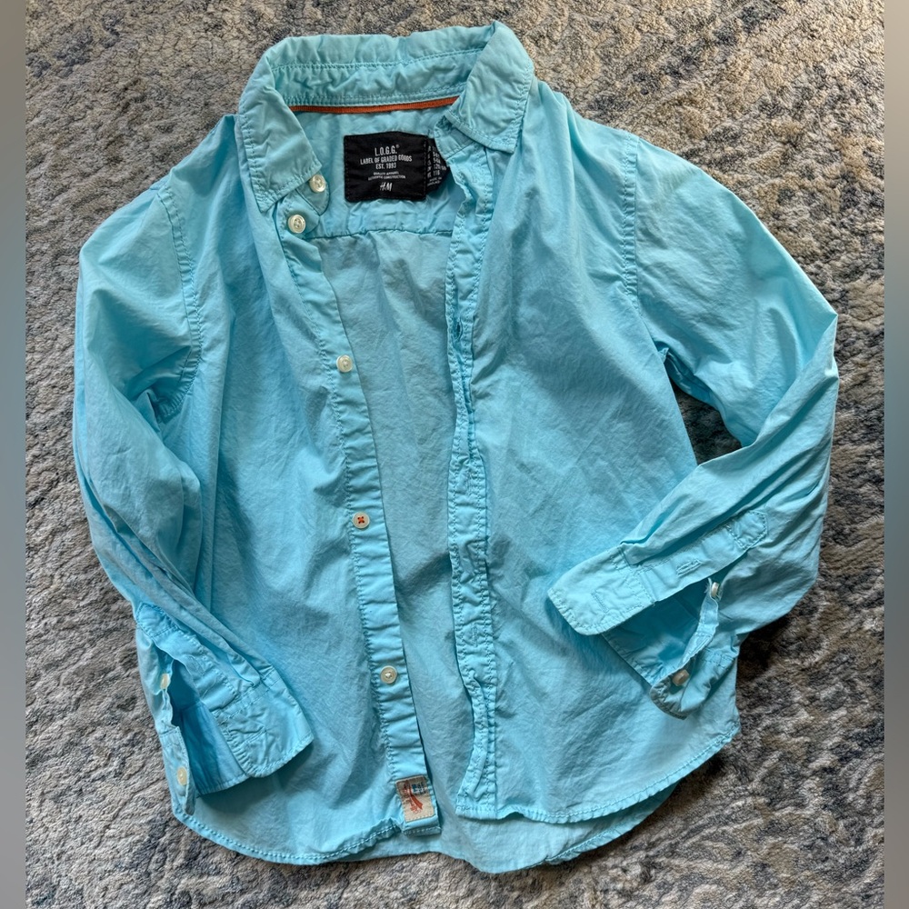 Light Blue Kids H&M LOGG button down shirt
